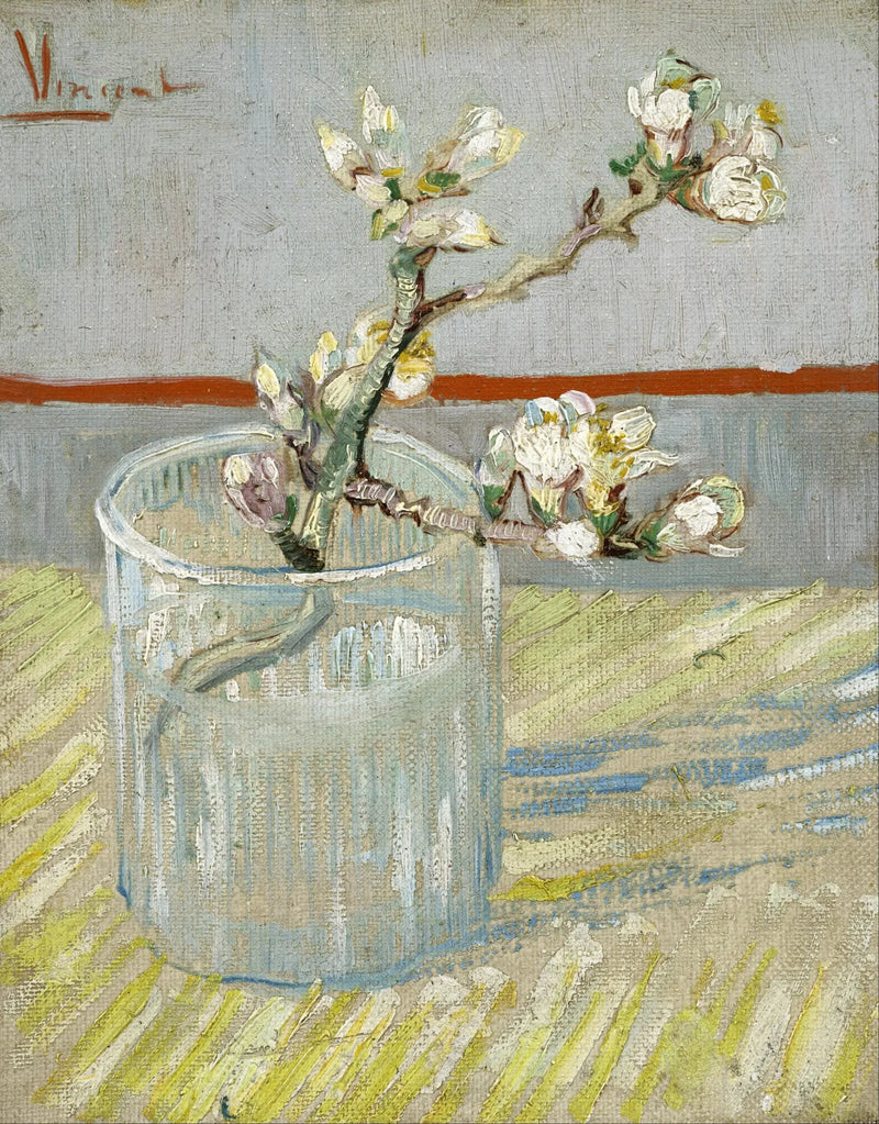 กิ่งอัลมอนด์ที่มีดอกในแก้ว - Vincent van Gogh