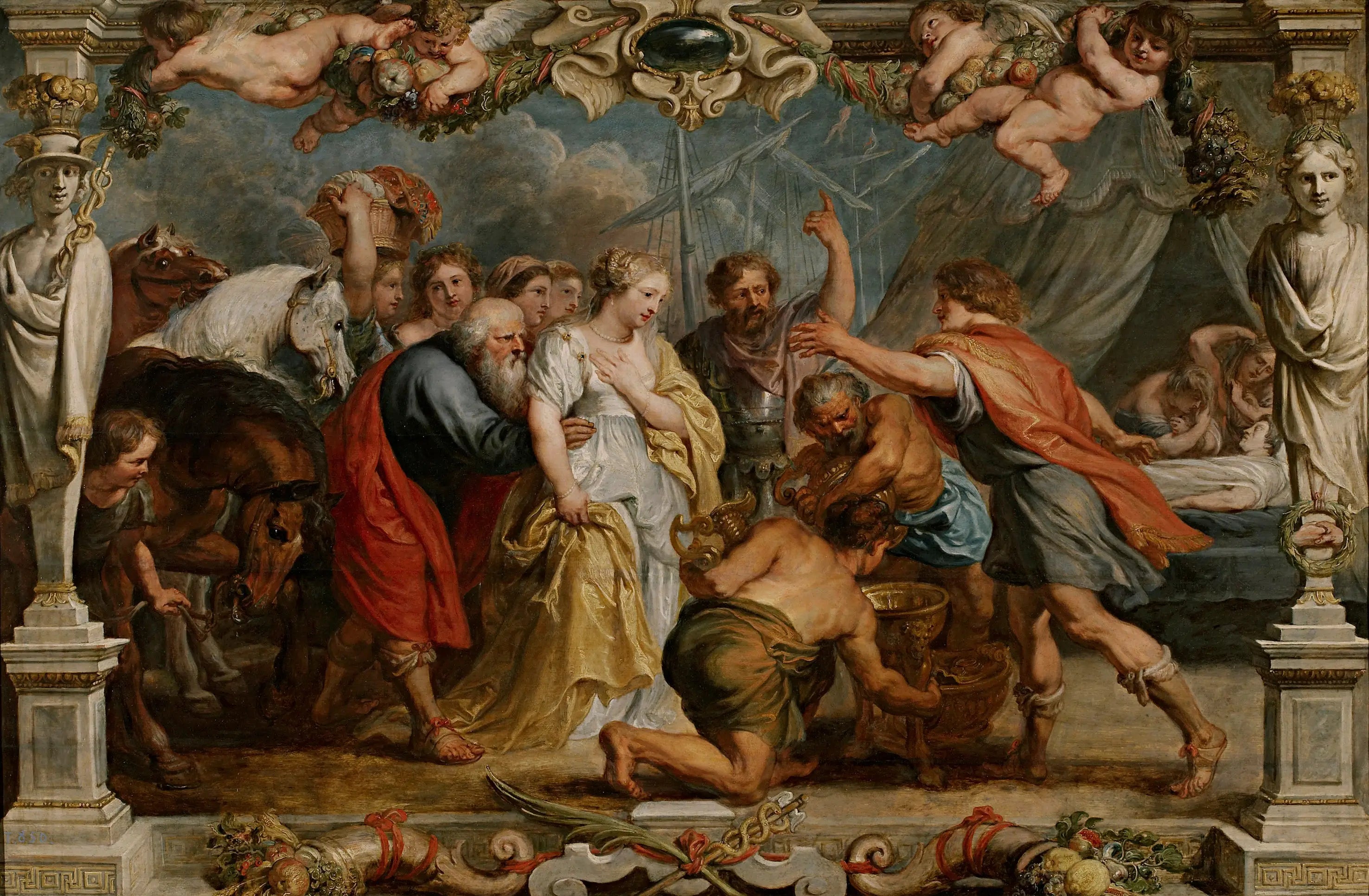 Briséis rendue à Achille par Nestor - Peter Paul Rubens image 1 copie de tableau peinte à la main