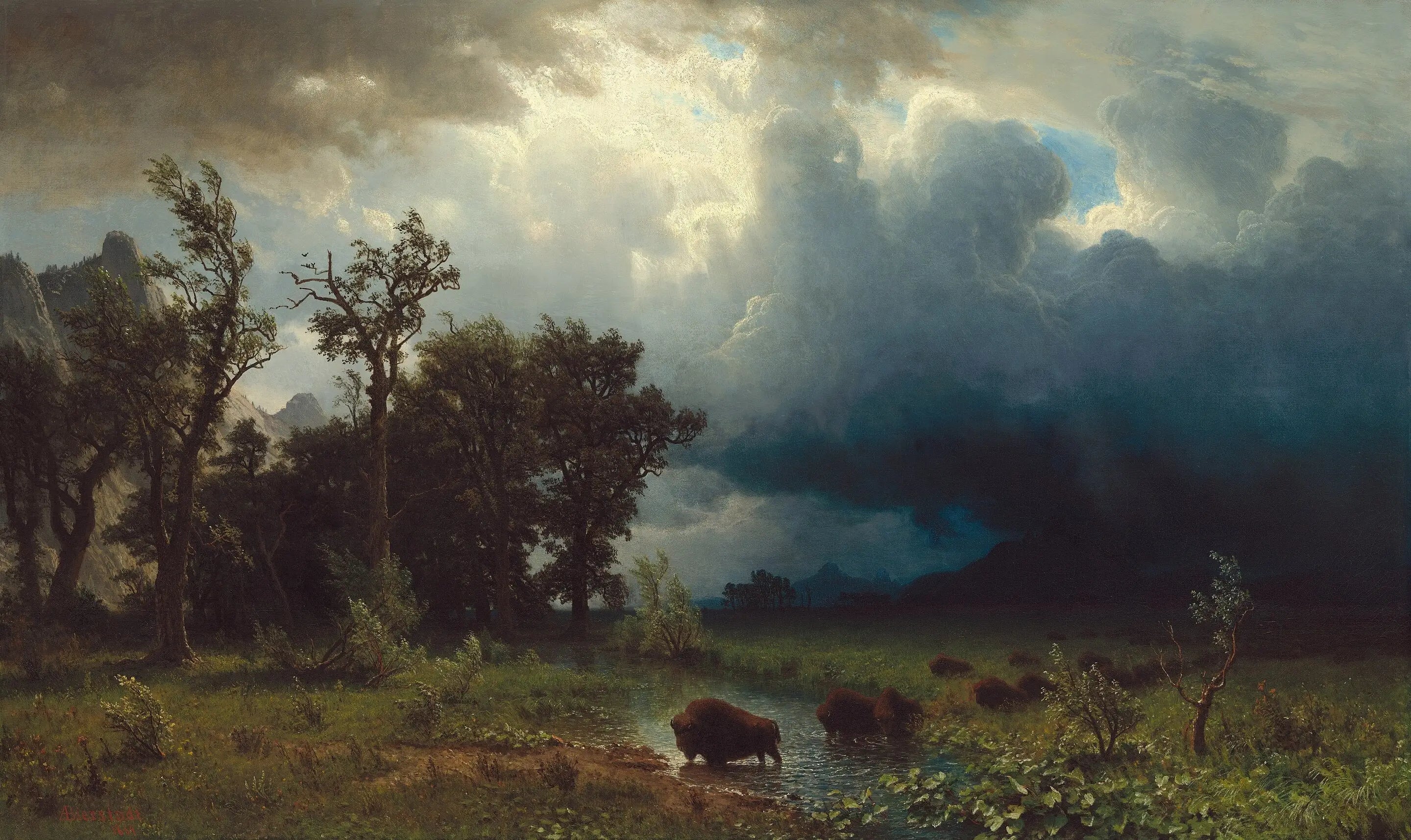Buffalo Trail: la tempête imminente - Albert Bierstadt - Alpha Reproduction