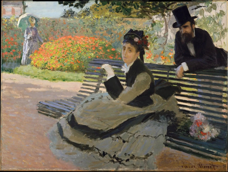 Camille Monet บนม้านั่งในสวน W281 - Claude Monet