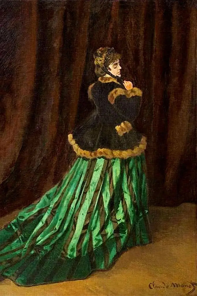 คามิลล์ในชุดเดรสสีเขียว - Claude Monet
