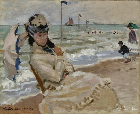 Camille sur la plage de Trouville - Claude Monet - Reproductions de tableaux et peintures haut de gamme