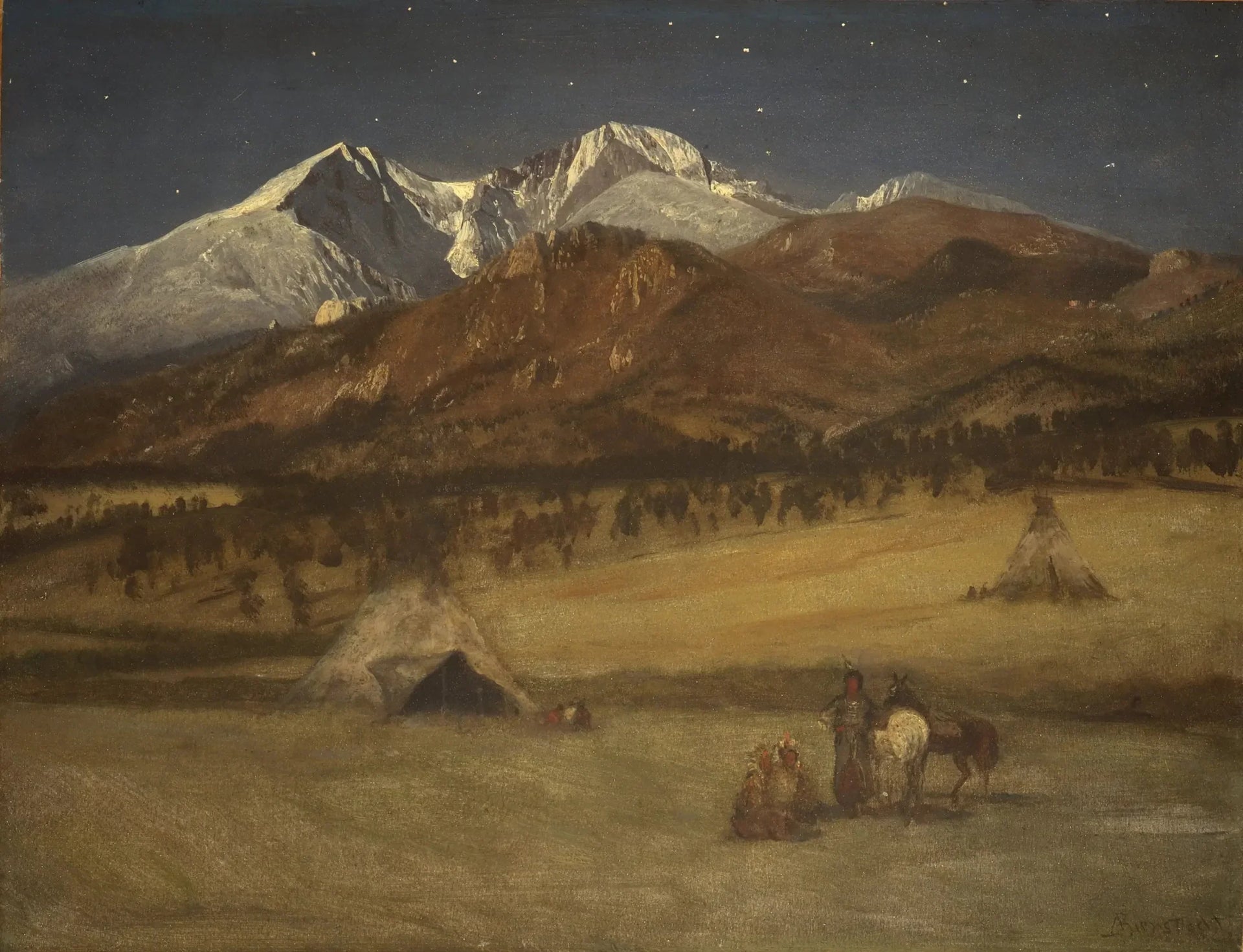 Campement indien - Soirée - Albert Bierstadt image 1 reproduction de peinture à l’huile