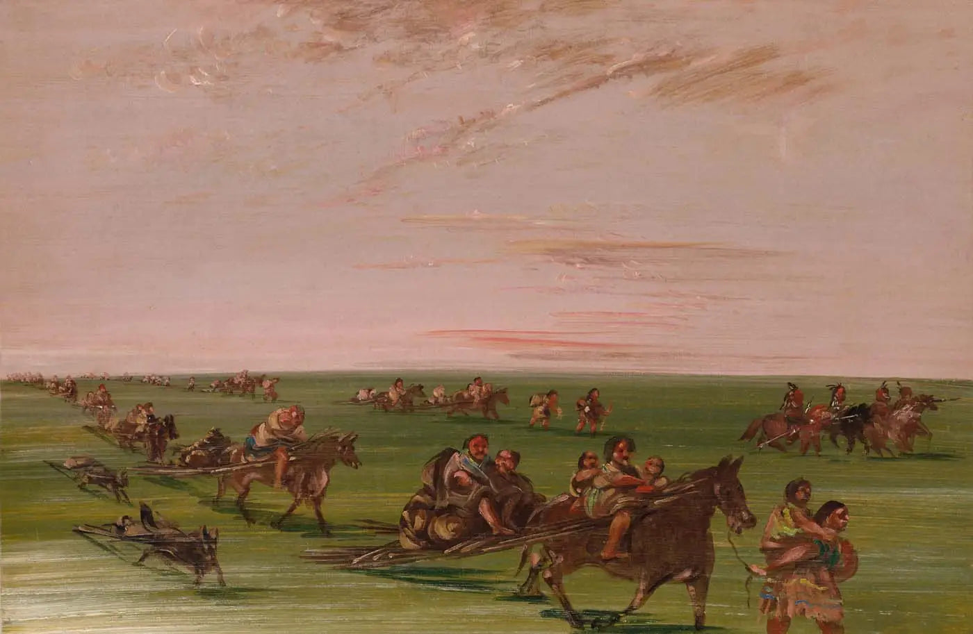 Campement mobile de la bande des Sioux - George Catlin image 1 tableau peint à l’huile sur toile