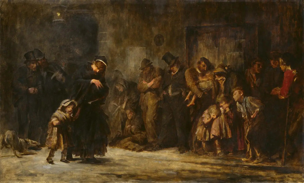 Candidats à l'admission dans un service de soins occasionnels - Luke Fildes image 1 tableau peint à l’huile sur toile
