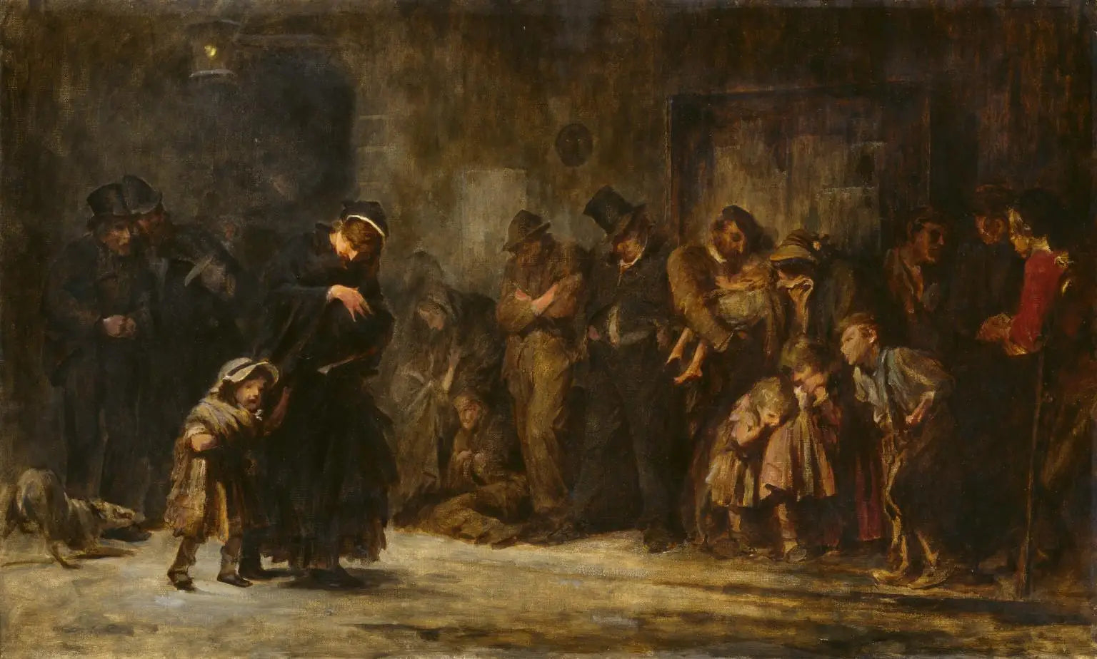 Candidats à l'admission dans un service de soins occasionnels - Luke Fildes image 1 tableau peint à l’huile sur toile