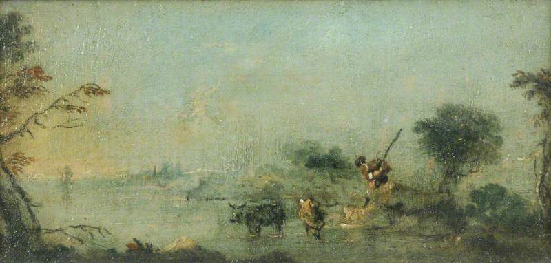 Capriccio de la lagune avec un paysan et du bétail - Francesco Guardi - Alpha Reproduction