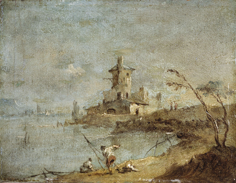Caprice rustique avec tour au bord de l’eau - Francesco Guardi - Alpha Reproduction
