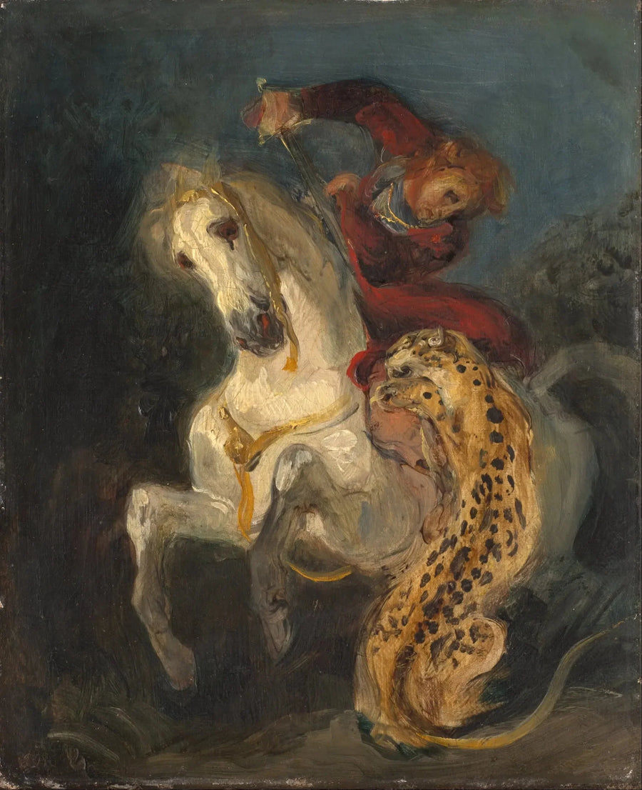 Cavalier attaqué par un jaguar - Eugène Delacroix image 1 reproduction réalisée par Alpha Reproduction