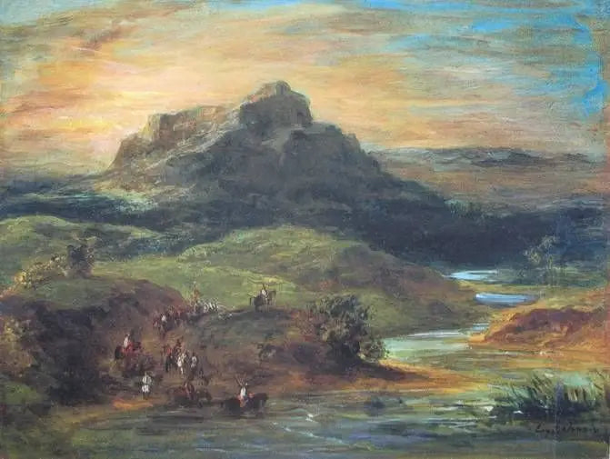 Cavaliers arabes franchissant le Sébou - Eugène Delacroix image 1 tableau peint à l’huile sur toile