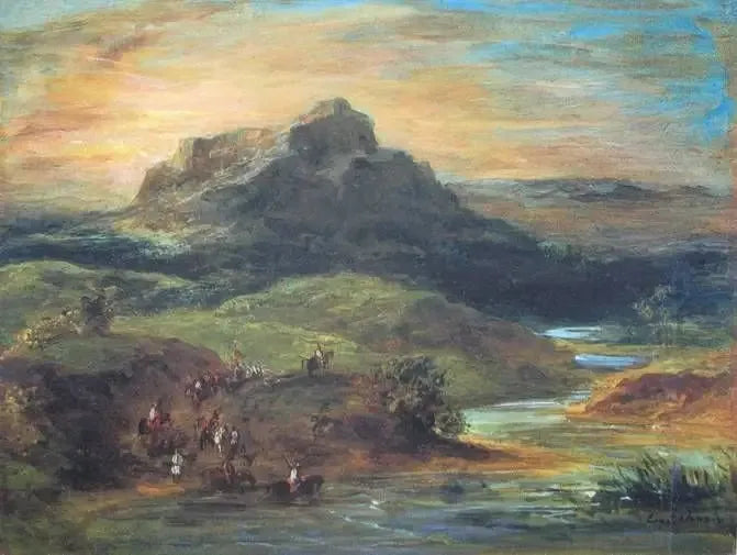 ม้าชArabข้ามแม่น้ำSébou - Eugène Delacroix