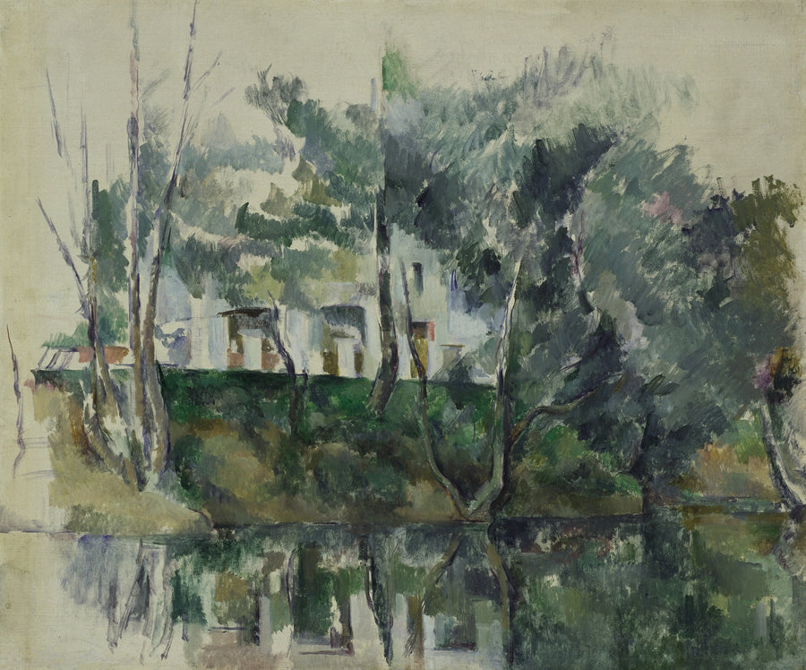 ต้นไม้และบ้านริมแม่น้ำ - Paul Cézanne