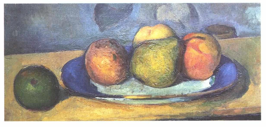 จานขอบสีน้ำเงินและผลไม้ - Paul Cézanne