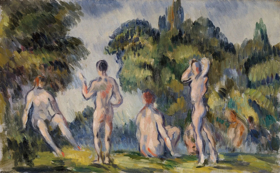 นักอาบน้ำชายและหญิง - Paul Cézanne
