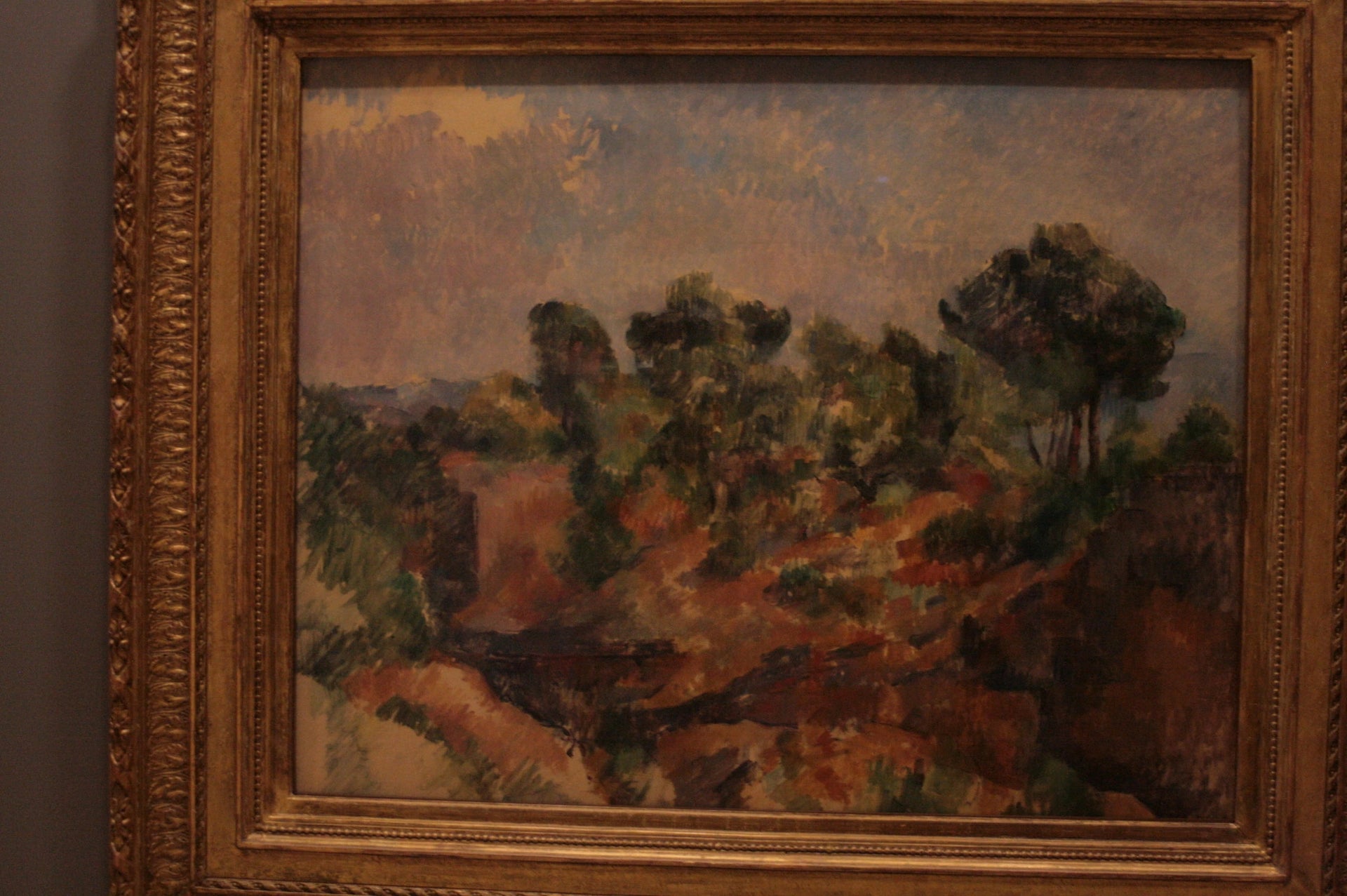 Bibémus, 1894–1895, Paul Cézanne, photographie réelle de la toile encadrée au Guggenheim – reproduction peinture à l’huile sur toile