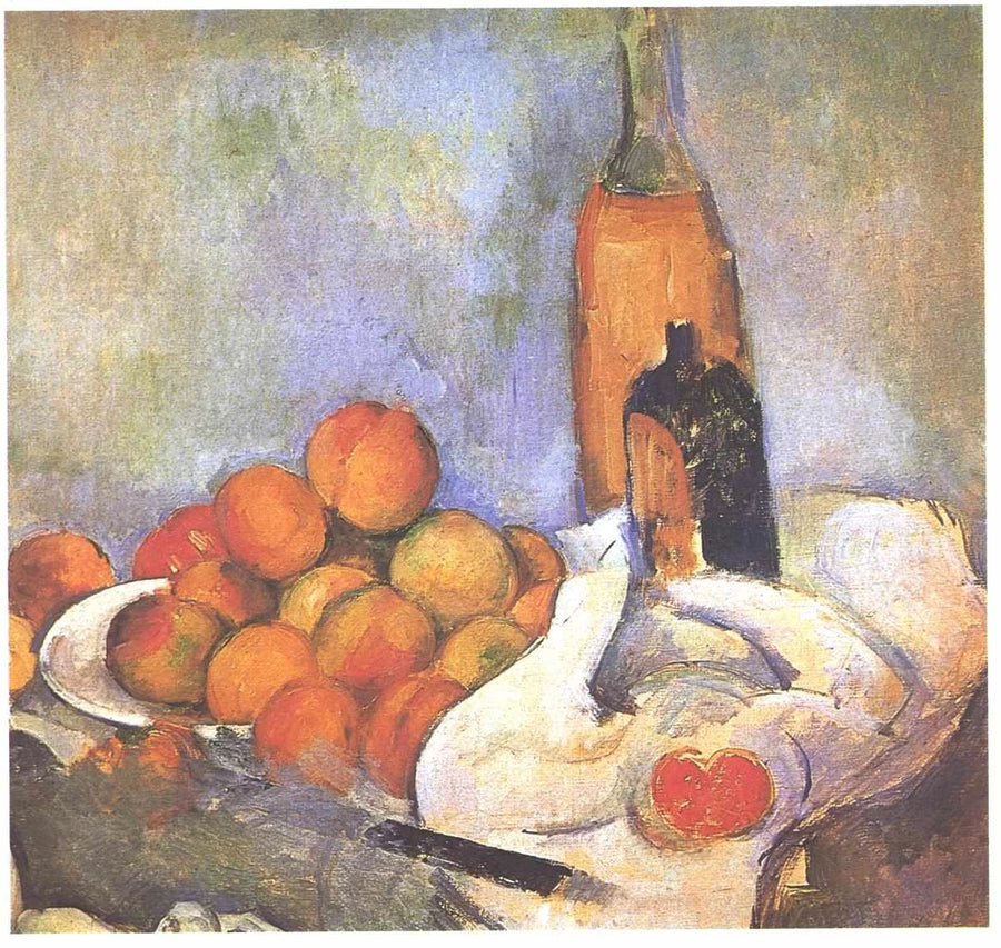 ขวดและลูกพีช - Paul Cézanne