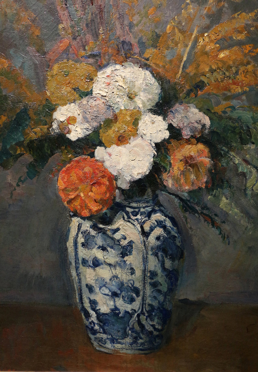 ดาเลียในแจกันดัตช์ขนาดใหญ่ - Paul Cézanne