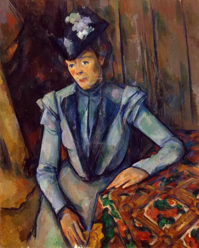 เลดี้ในชุดสีน้ําเงิน ประมาณปี 1900-1904--- Paul Cézanne