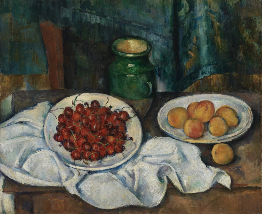 แอปริคอตและเชอร์รี่บนจาน - Paul Cézanne