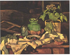 กระถางดอกไม้บนโต๊ะ - Paul Cézanne
