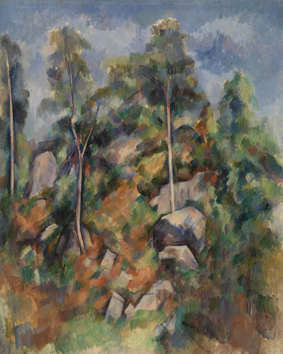 โขดหินและต้นไม้ - Paul Cézanne