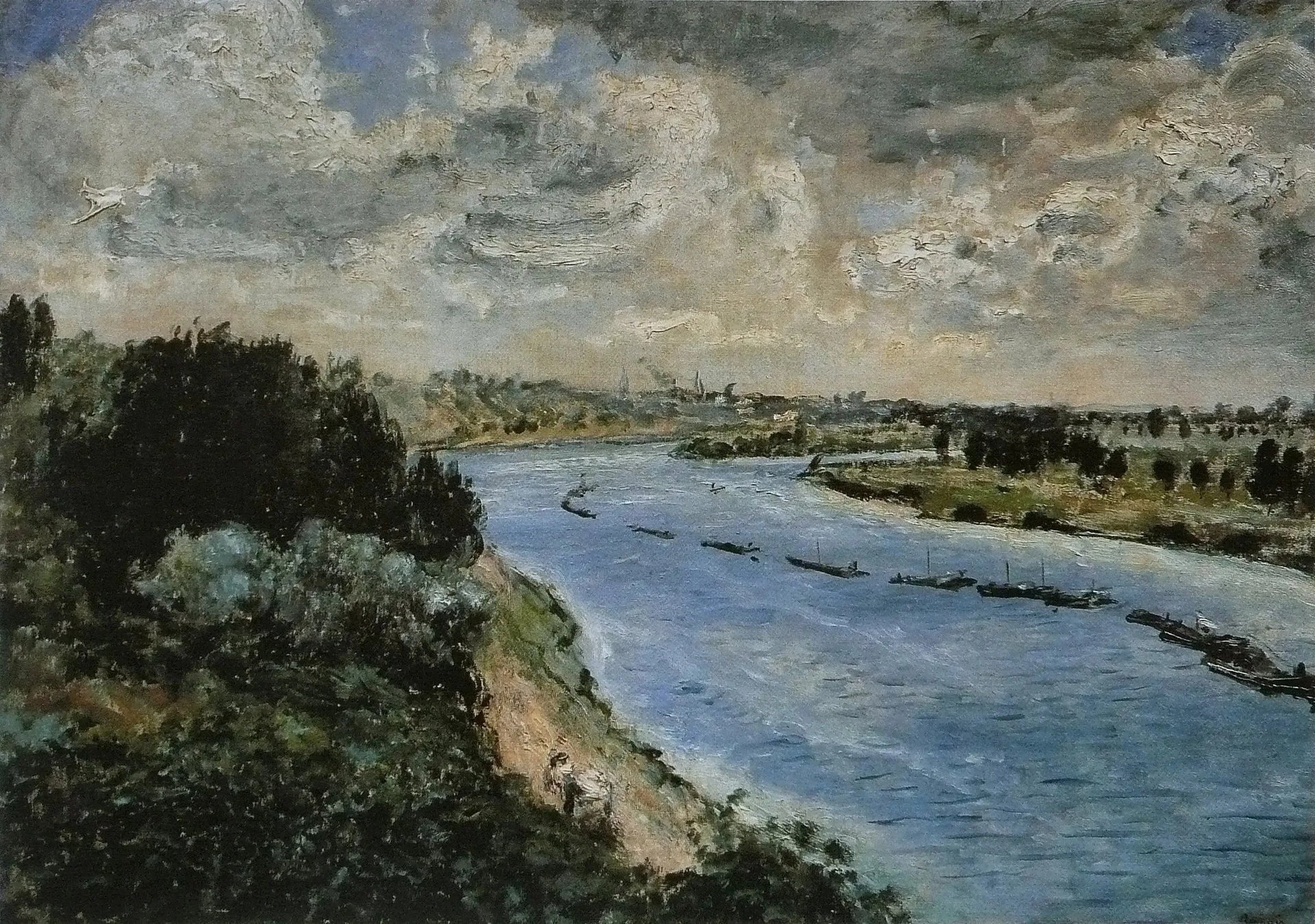 Chalands-sur-la-Seine - Pierre-Auguste Renoir image 1 reproduction de peinture à l’huile