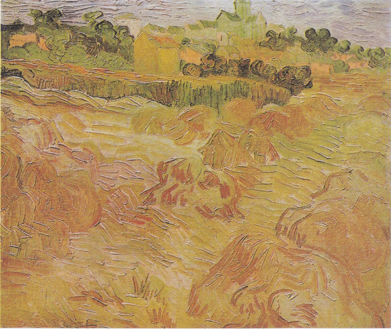 ทุ่งข้าวสาลีพร้อม Auvers เป็นฉากหลัง - Vincent van Gogh