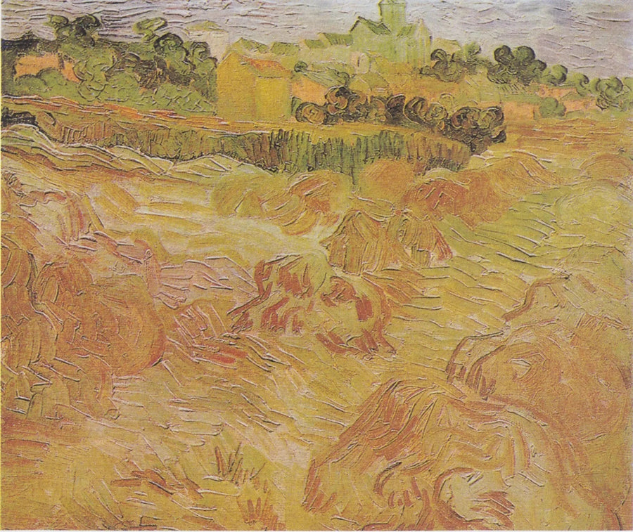ทุ่งข้าวสาลีพร้อม Auvers เป็นฉากหลัง - Vincent van Gogh