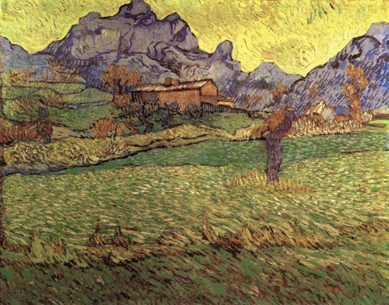 ทุ่งข้าวสาลีในภูมิประเทศภูเขา - Vincent van Gogh