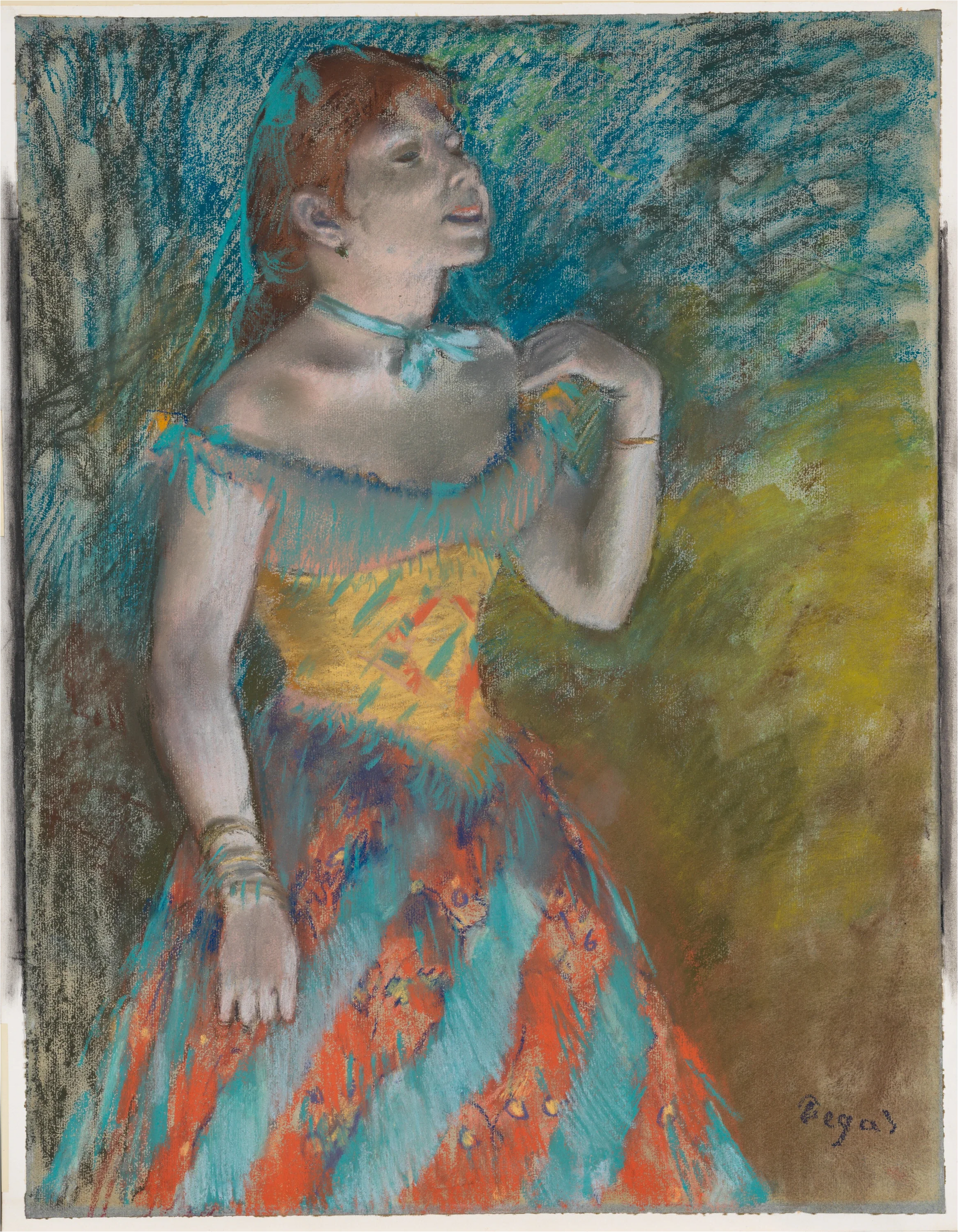 La Chanteuse en vert par Edgar Degas – reproduction peinture à l’huile sur toile