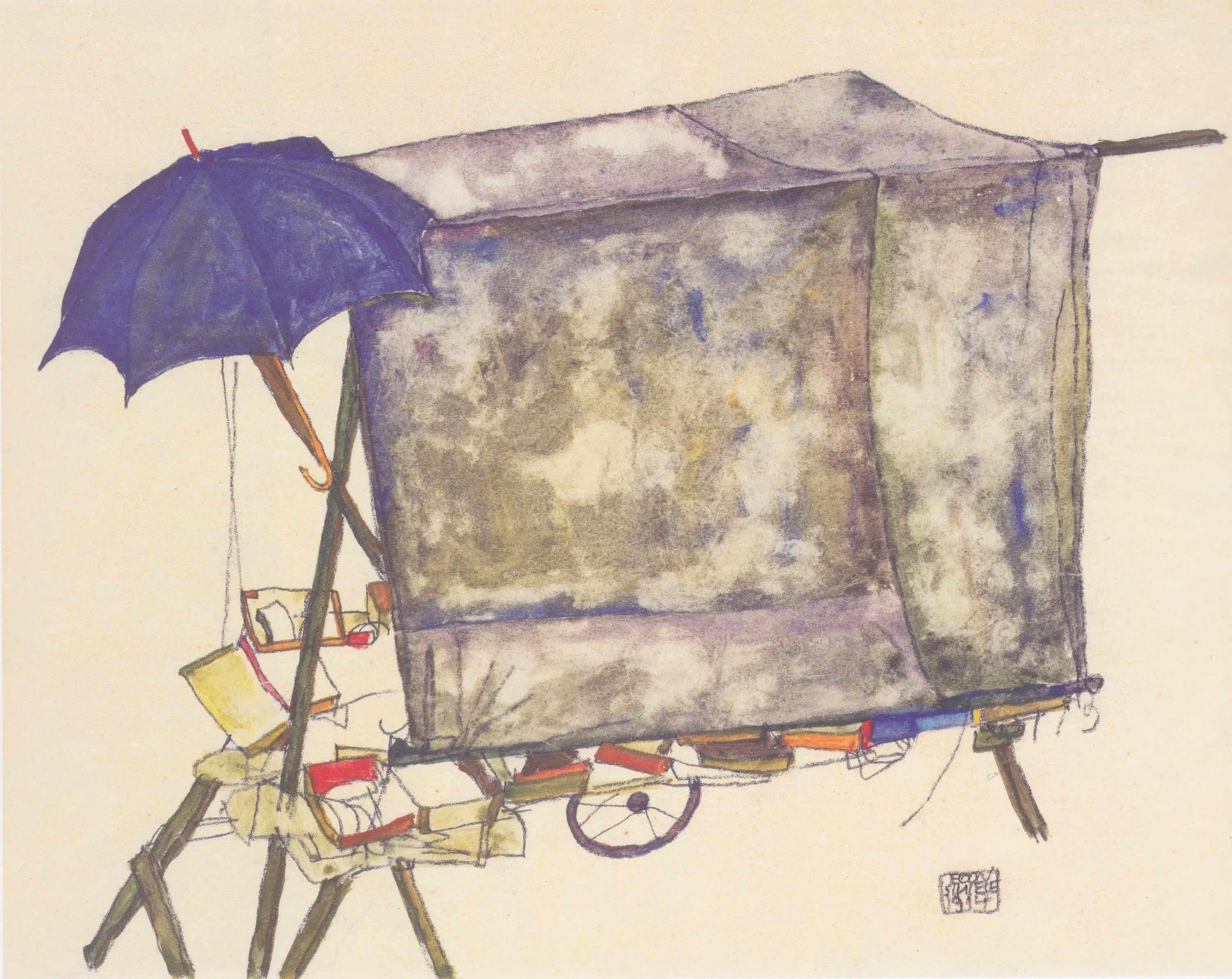 Chariot de rue - Egon Schiele image 1 tableau peint à l’huile sur toile