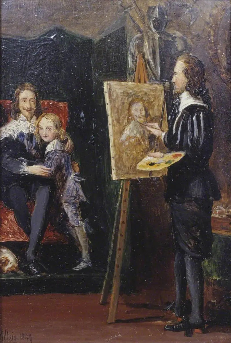 พระเจ้า Charles ที่ 1 และบุตรชายของเขาในสตูดิโอของ Van Dyck - จอห์น เอเวอเร็ตต์ มิลเลย์