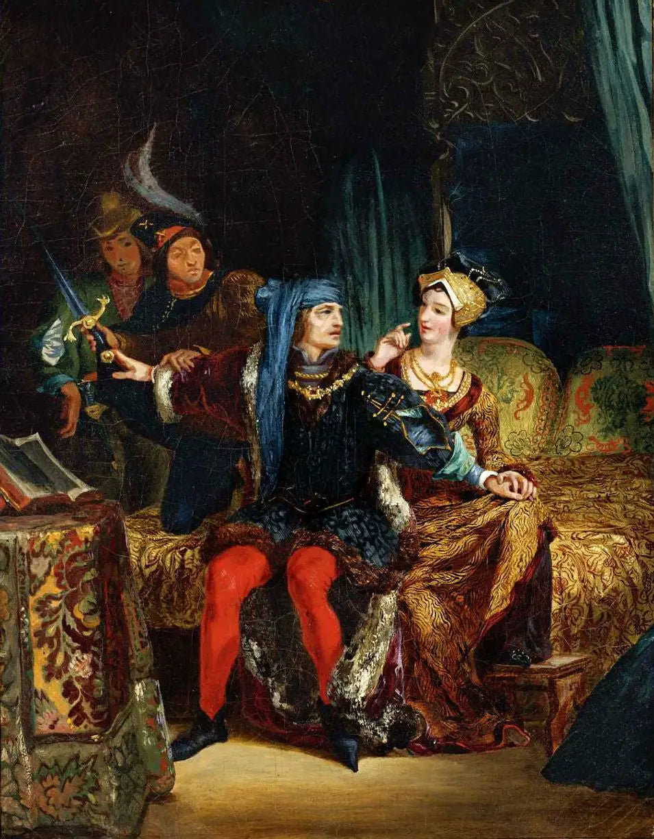 Charles VI et Odette de Champdivers - Eugène Delacroix image 2 reproduction artisanale de tableau