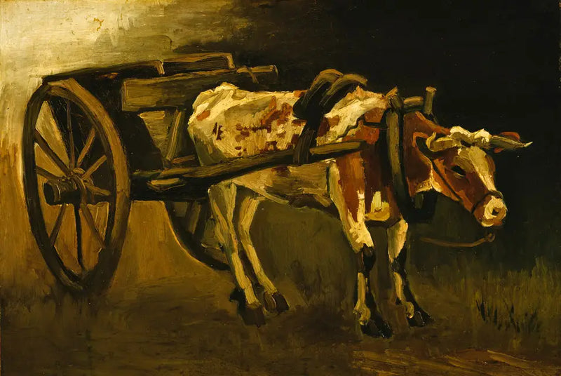 รถเข็นพร้อมวัวแดงและขาว - Vincent van Gogh