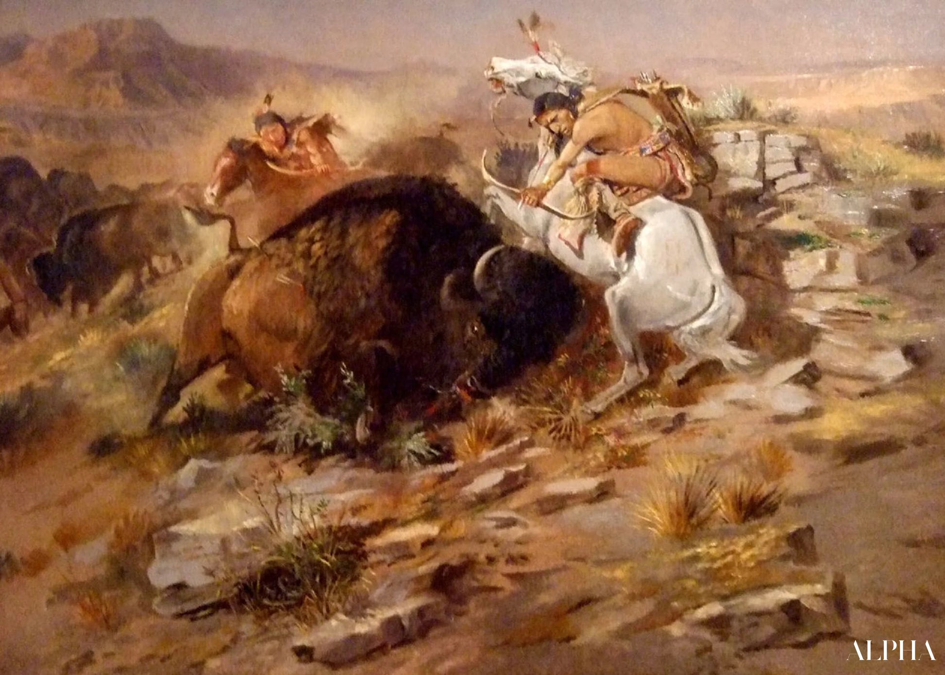 Chasse au bison - Charles Marion Russell - Reproductions de tableaux et peintures haut de gamme