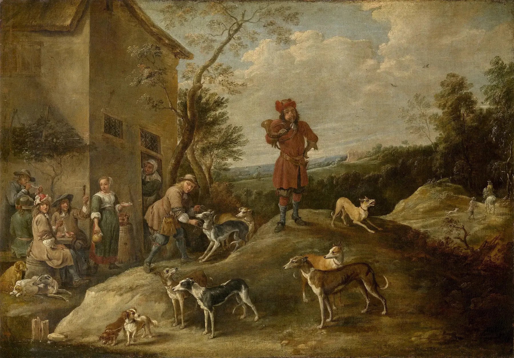 Chasseurs au repos - David Teniers le Jeune image 1 copie de tableau peinte à la main