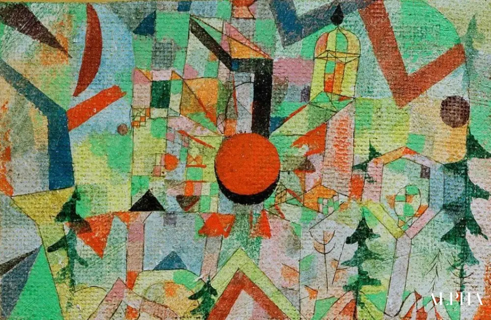 Château avec soleil couchant - Paul Klee - Reproductions de tableaux et peintures haut de gamme