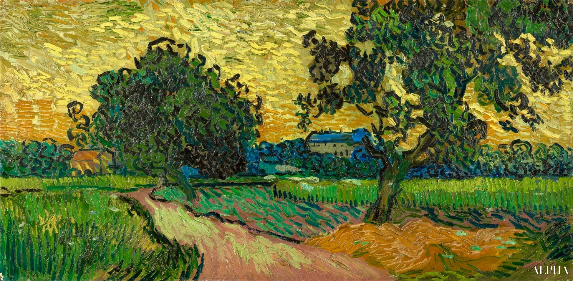 Château d'Auvers au coucher du soleil - Van Gogh - Reproductions de tableaux et peintures haut de gamme