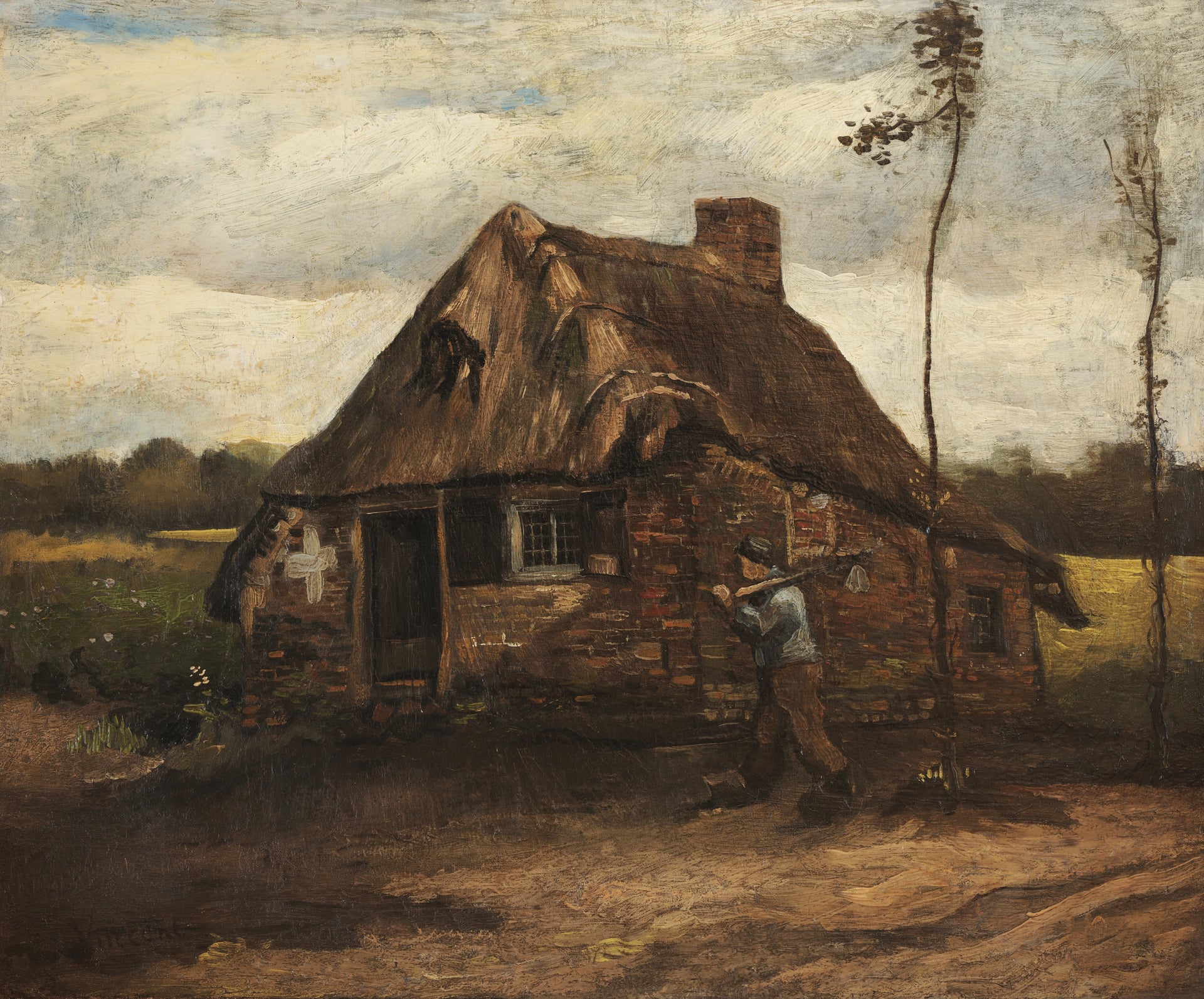 Chaumière avec un paysan rentrant chez lui F170 JH824 — Vincent van Gogh