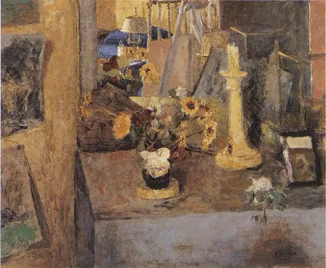 เตาผิงพร้อมเทียนไข - Édouard Vuillard