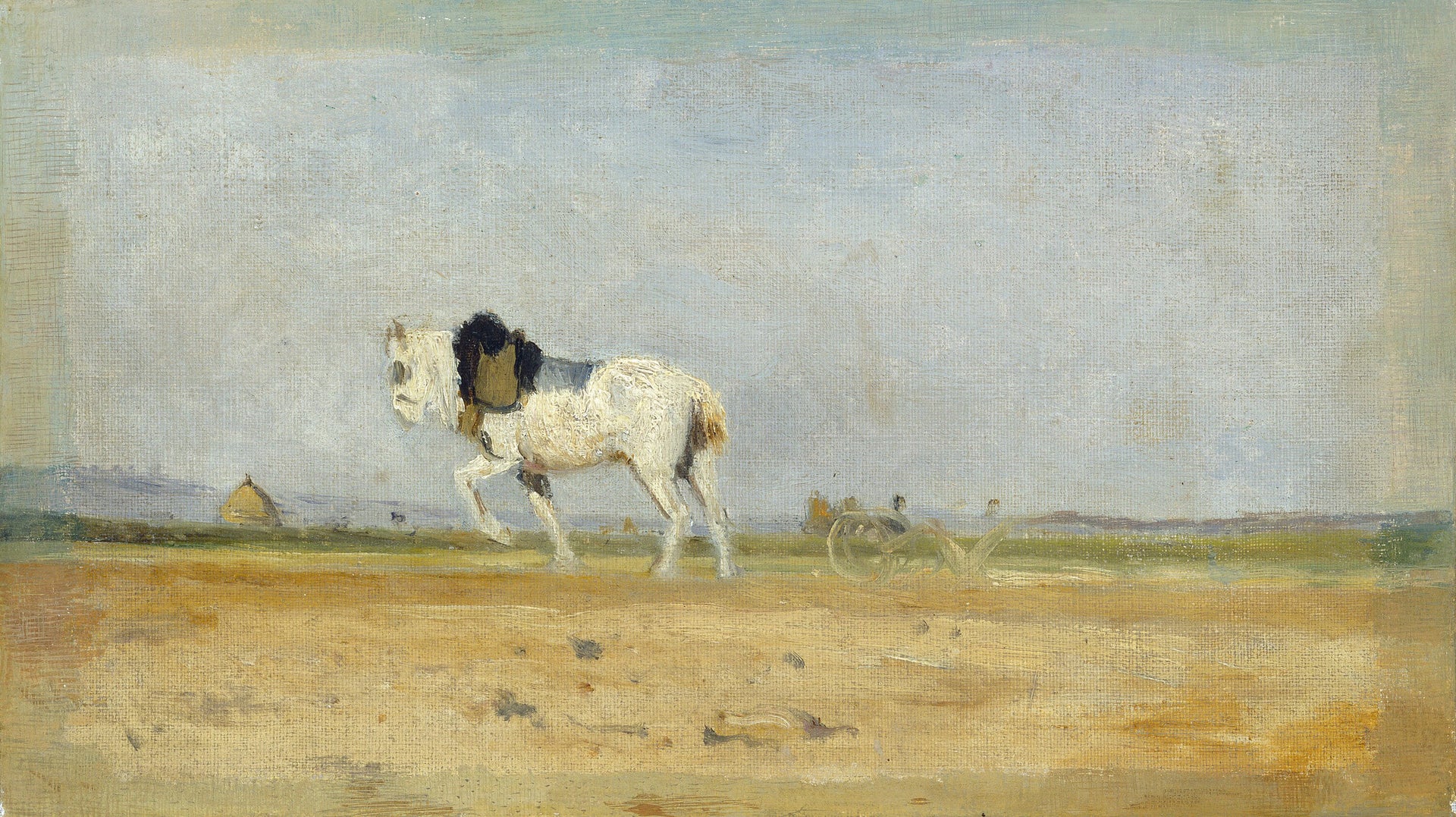 Un cheval de charrue dans un champ - Stanislas Lépine
