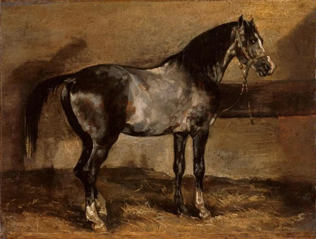 Cheval gris au ratelier - Théodore Géricault image 1 tableau peint à l’huile sur toile
