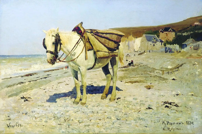 ม้าสำหรับเก็บหินกรวดที่ Veules-les-Roses - Ilya Repin