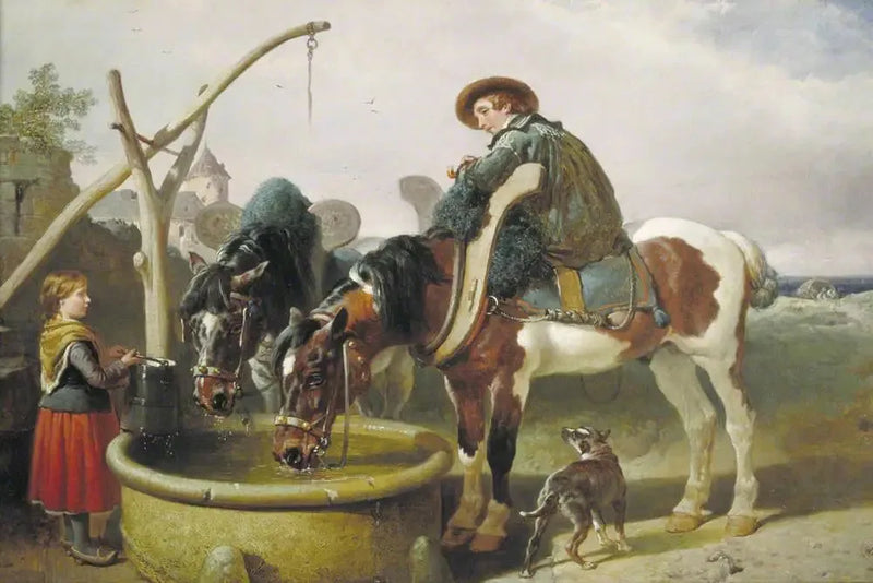 ม้ารอบบ่อน้ำและ Henry Bright (1814–1873) - จอห์น เฟรเดอริก เฮอร์ริง, ซี.อาร์.