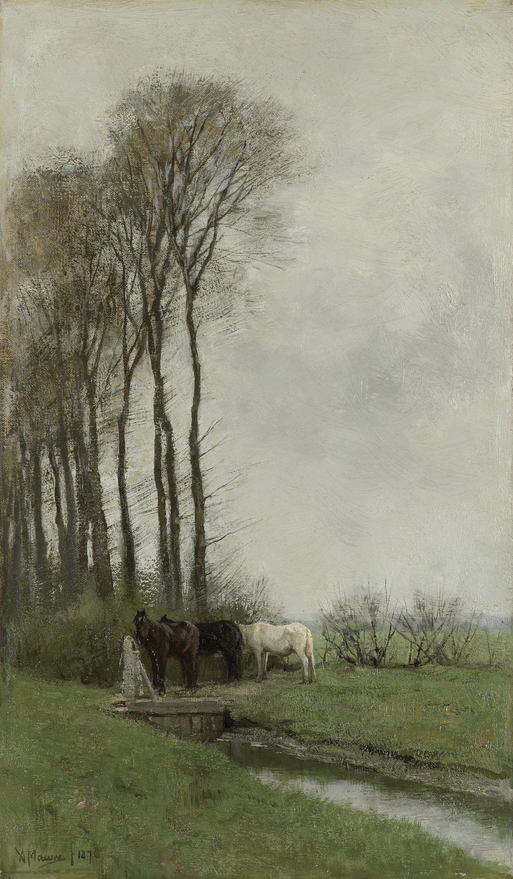 Chevaux à la clôture - Anton Mauve