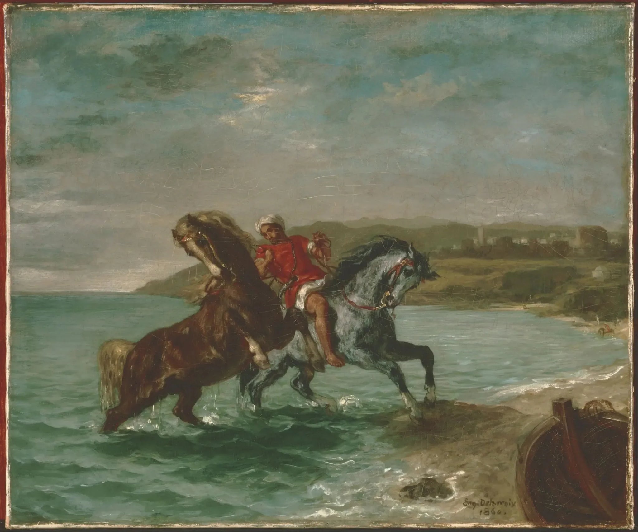 Chevaux sortant de la mer - Eugène Delacroix image 1 reproduction de peinture à l’huile