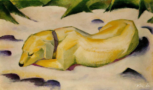 Chien couché dans la neige - Franz Marc - Reproductions de tableaux et peintures haut de gamme