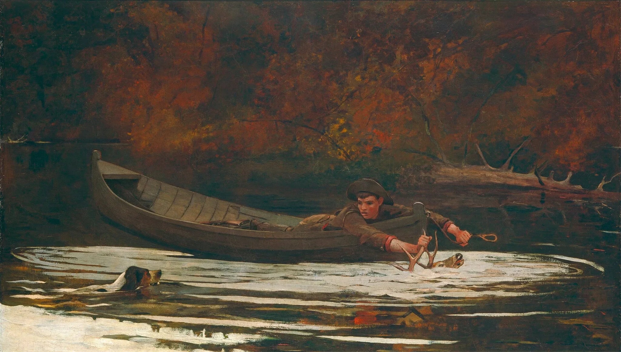 Chien et chasseur - Winslow Homer image 1 reproduction artisanale de tableau