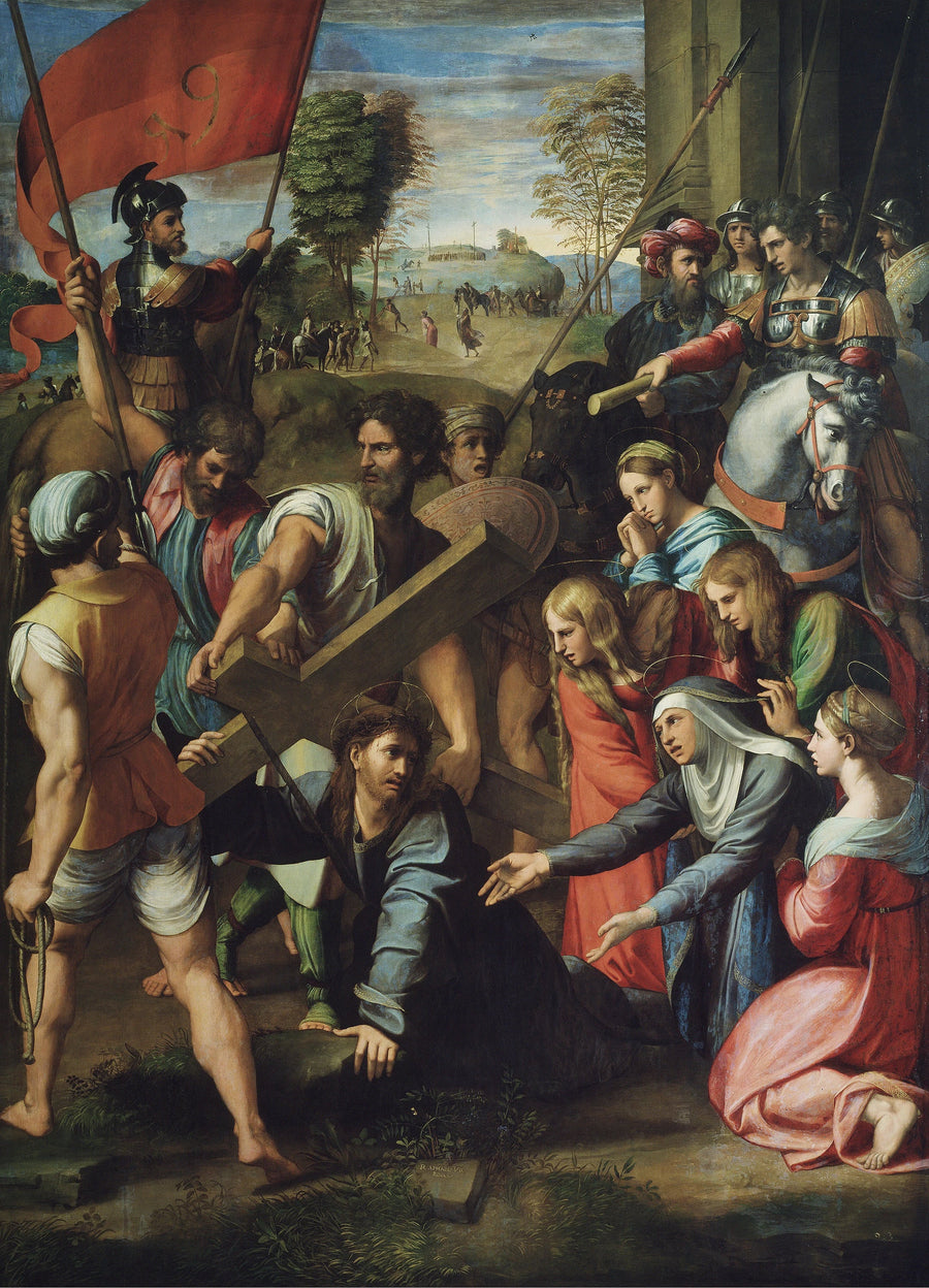 Le Christ tombe sur le chemin du Calvaire de Raphaël et atelier – reproduction peinture à l’huile sur toile