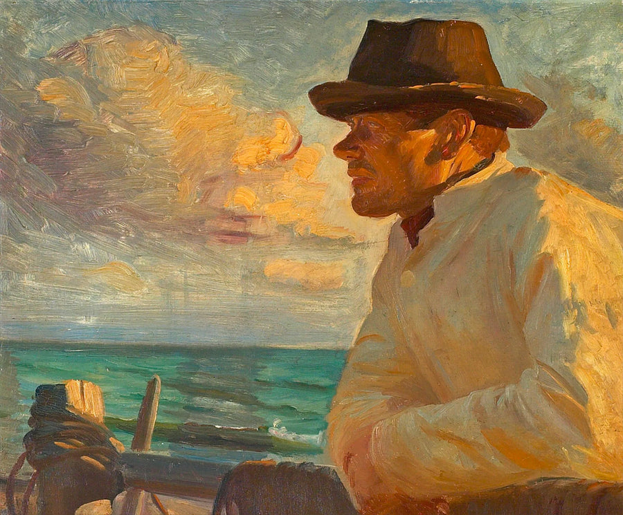 Christoffer au soleil, debout sur la digue. - Michael Peter Ancher